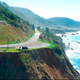 This March 28, 2018, aerial image from Alameda County Sheriff’s Office drone video, courtesy of Mendocino County, shows the pullout where the SUV of Jennifer and Sarah Hart was recovered off Pacific Coast Highway 1 near Westport, Calif.